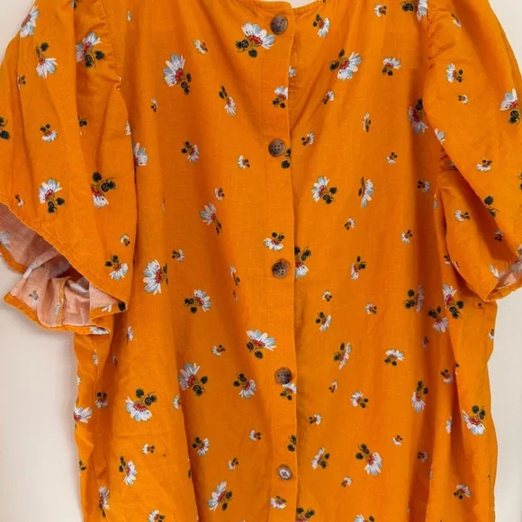 Loft Flutter Sleeve Floral Top - Orange - Picture 6 of 6